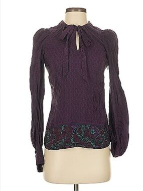 Tegan Silk Blouse Top Polka Dot Top Purple Navy